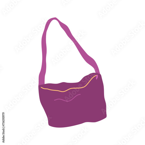 Cartoon Clothe Female Purple Bag Concept Flat Design Style Isolated on a White Background. Vector illustration