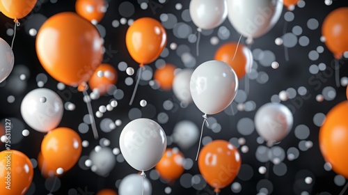 orange and white balloons background. Dark theme © paisorn