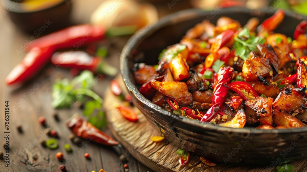 table with spicy asian food, top view table with spicy asian food, top view