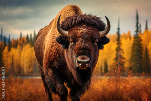 Alaskan bison in wilderness of majestic Alaska. Ai Generative © ArtmediaworX