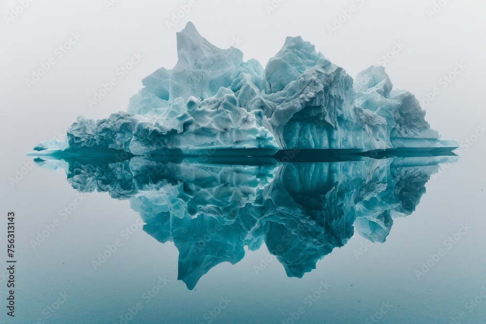 Fototapeta iceberg with above and underwater view taken in greenland