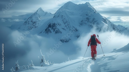 Man big mountain skiing In the Chilkat Mountains near Haines