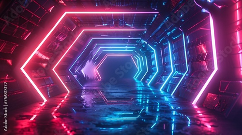 Neon Dreamscape A Vibrant Tunnel of Light Generative AI