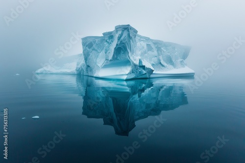 iceberg with above and underwater view taken in greenland