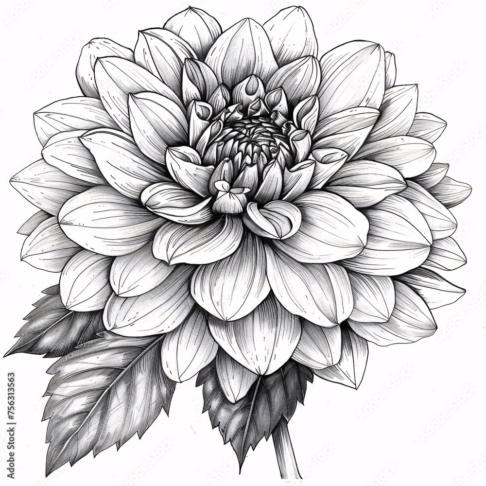 Flower Power A Black and White Flower Drawing Generative AI Flower Power A Black and White Flower Drawing Generative AI