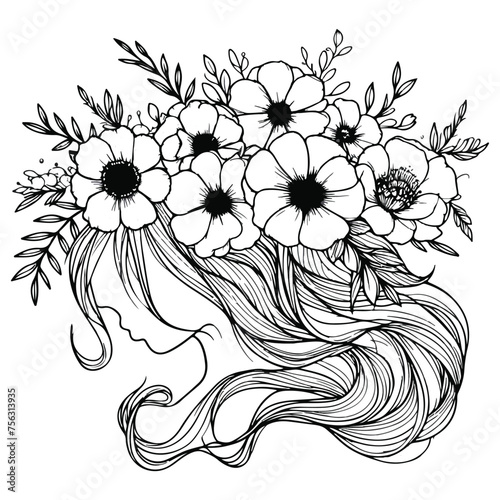 Flowers In Hair SVG Clipart