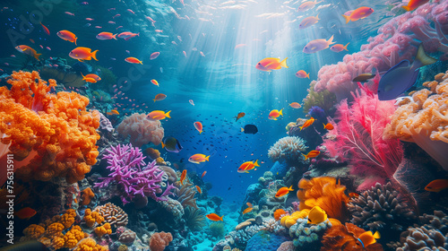 A bright multicolored underwater world.