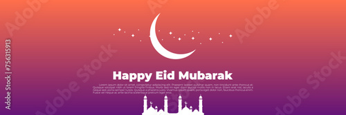 minimalist poster islamic happy eid mubarak holy ramadan wallpaper vector design illustration good for web banner, ads banner, booklet, wallpaper, background template, and advertising