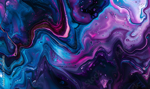 purple, blue, pink abstract colorful psychedelic organic liquid paint ink marble texture background design, Generative AI 