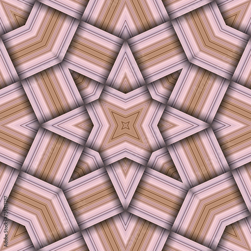 Seamless woven star pattern of stripes and lines. Square abstract pattern.