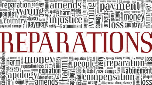 Reparations word cloud conceptual design isolated on white background.