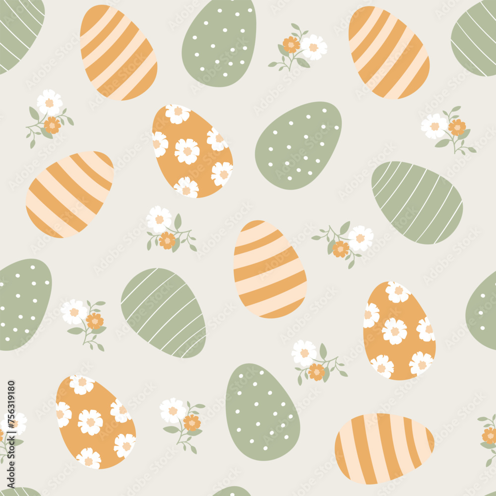Seamless pattern of Easter eggs. Vector - obrazy, fototapety, plakaty 