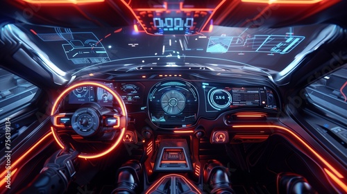 futuristic vehicle and graphical user interface(GUI)
