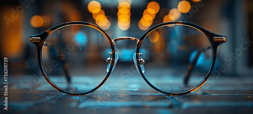 Glasses on the street with bokeh