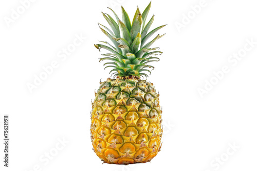 Close-up of vibrant pineapple against white background