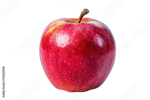 A red apple stands out with a vibrant yellow stripe on its skin