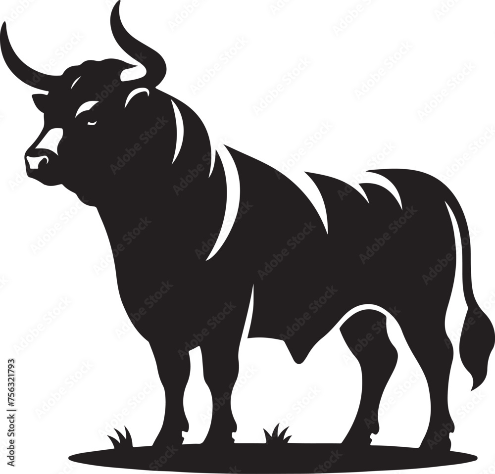 European Cattle Animal silhouette Vector Illustration
