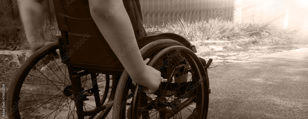 Naklejka premium Small boy in the wheelchair