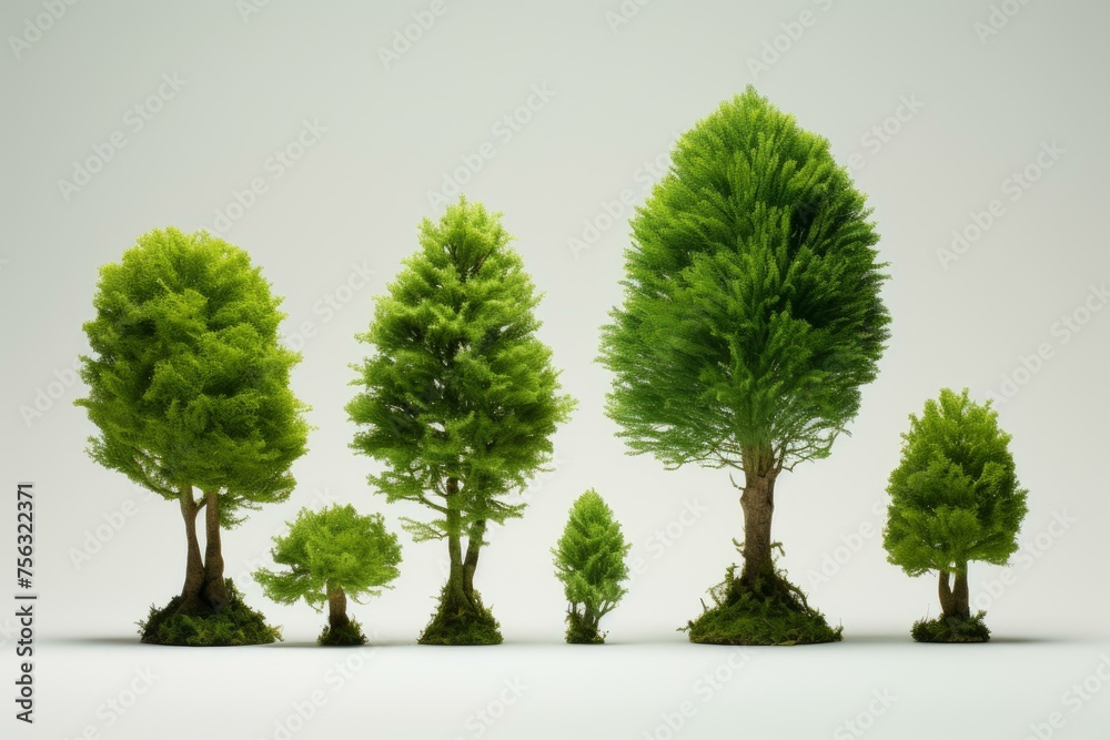 Fototapeta premium Dainty Small green leaves tree. Foliage bloom. Generate Ai