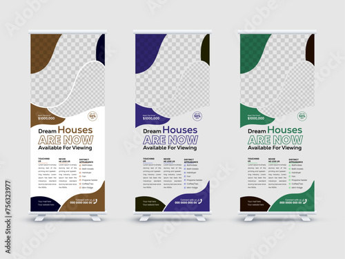 Luxury modern real estate flyer design or Dream home for sale brochure design template size 31.9 x 79 inches with 1 inches bleed  or ofset pat (-) 3.5 inches