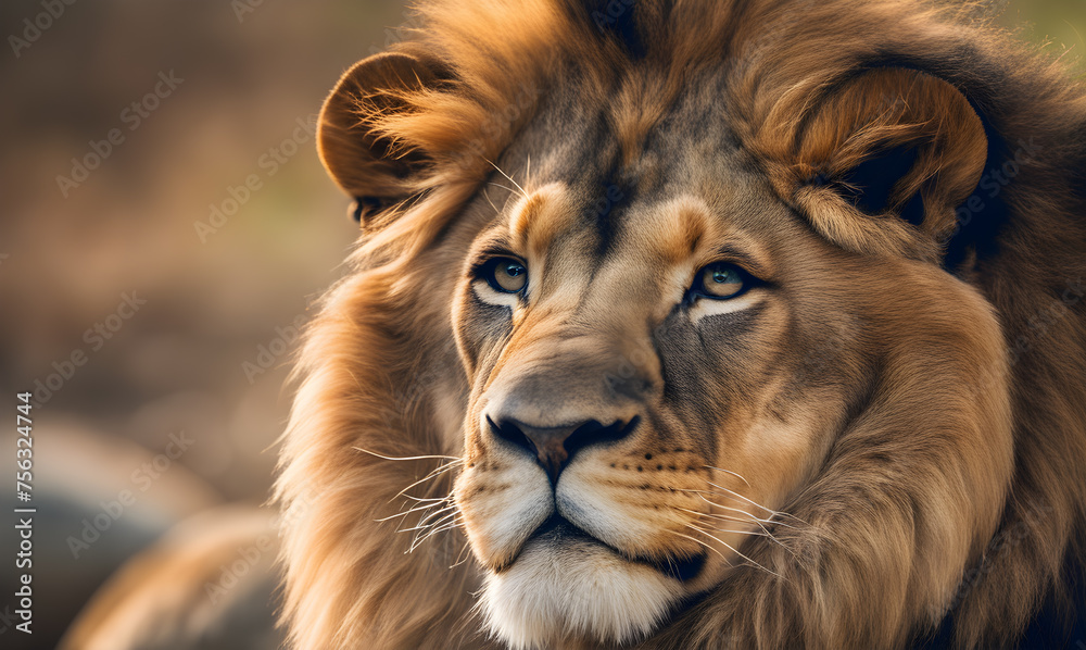Naklejka premium Closeup Lion Portrait