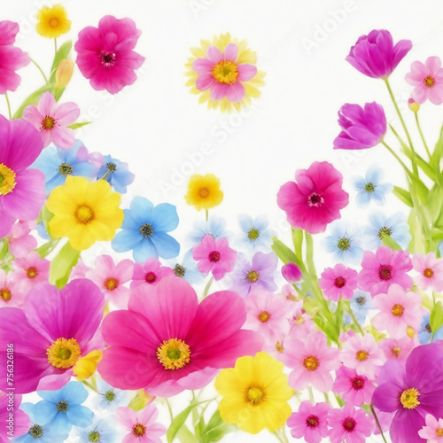 Colorful Spring Flower Greeting Card Background. Ai generate 