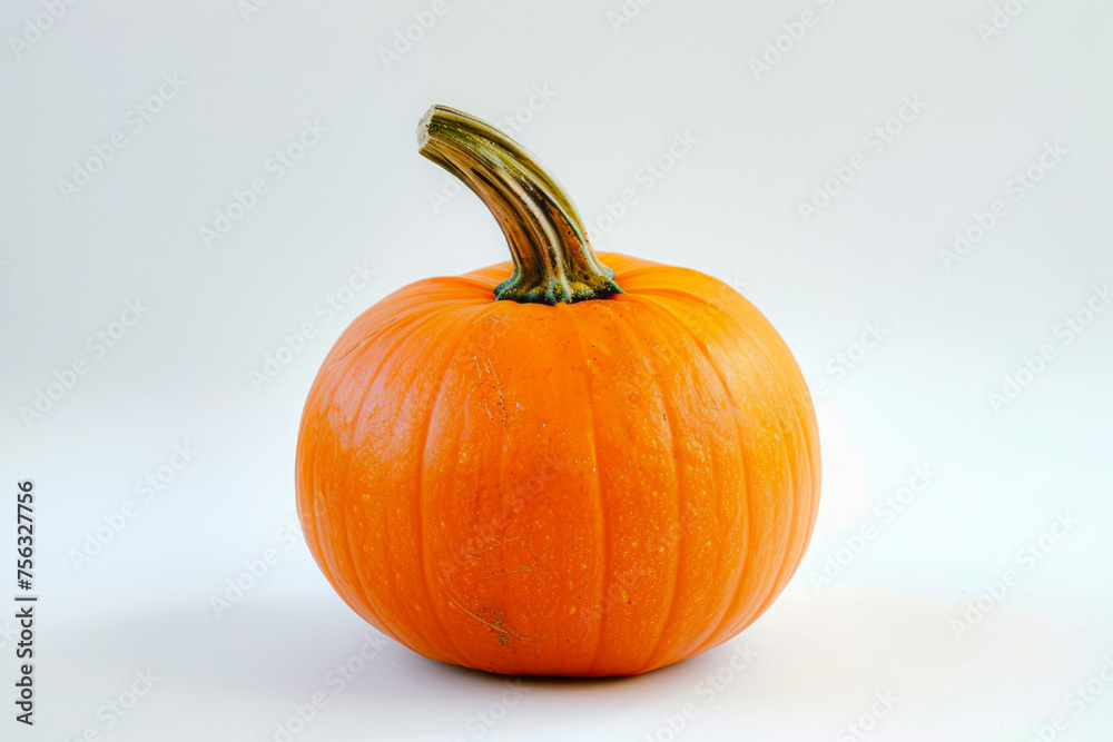 Obraz premium Orange Pumpkin On A White Background Background With Shadows Created Using Artificial Intelligence