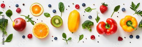 white background, marketing material, healthy food, fresh fruit and vegetables,  © john