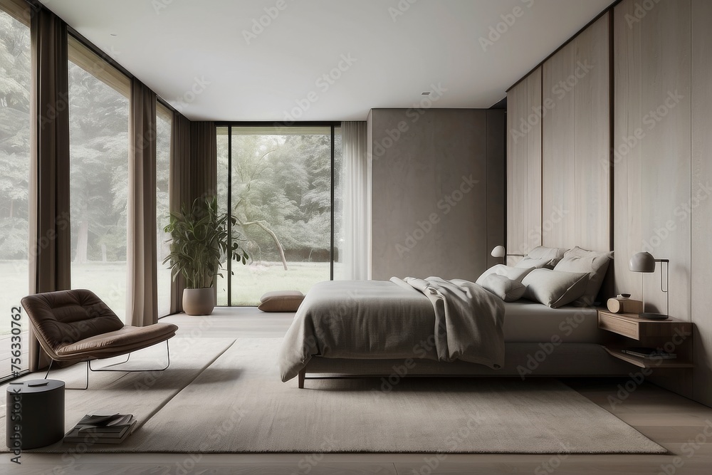 Fototapeta premium Stylish and Cozy Modern Bedroom Interior Design