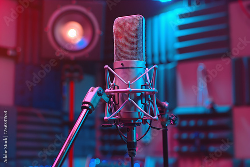 Studio microphone in colorful setting