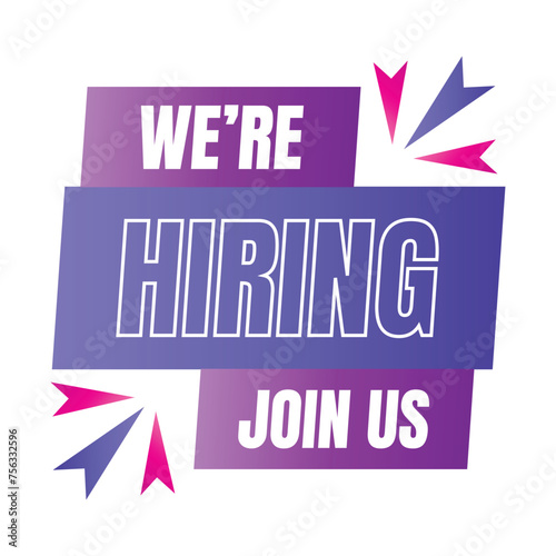 Art & IlluVacancy here sign icon illustration, We are hiring social media poster sign banner, Join our team vacancy poster iconstration photo