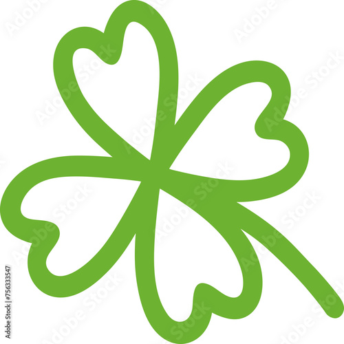 Three Leaf Green Clover Outline