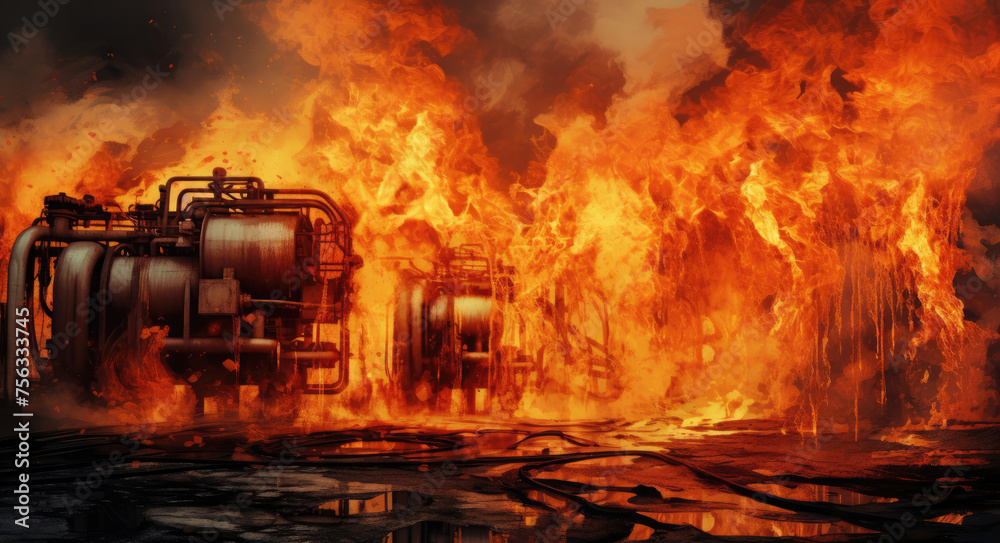 Massive Fire Engulfs Building in Urban Area Massive Fire Engulfs Building in Urban Area