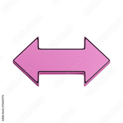 3D illustration of double arrow horizontal