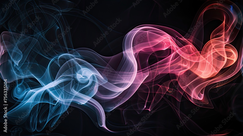 Fototapeta premium a sleek gradient black background with soft, fuzzy light pink and light blue circular smoke, creating a modern backdrop for a website where the main color scheme revolves around black SEAMLESS PATTERN