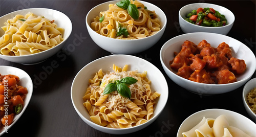 varity of food on bowl inculding pasta