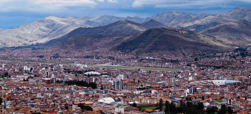 Panoramic view of the beautiful city of Cusco (Cuzco) Peru