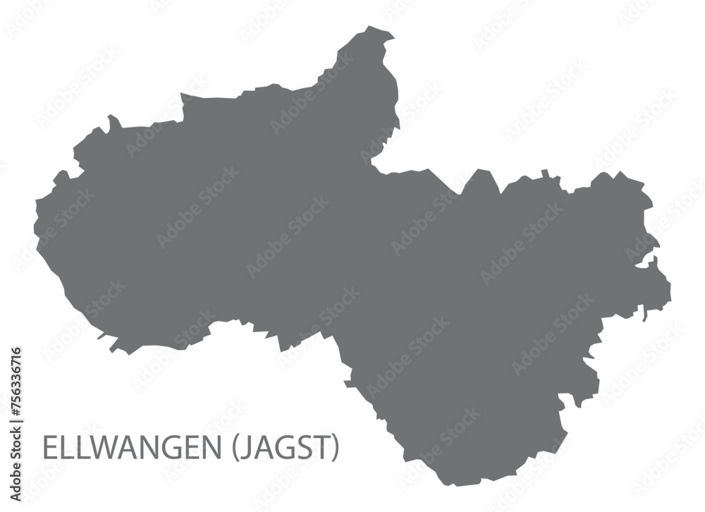 Ellwangen (Jagst) German city map grey illustration silhouette shape