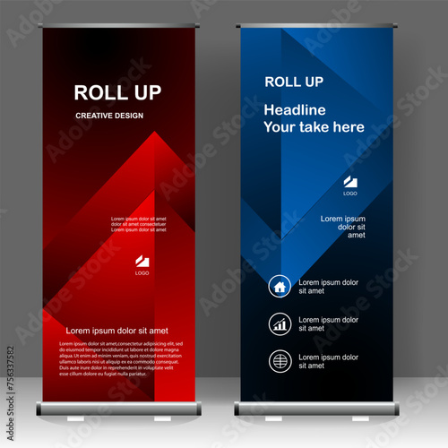 Business Roll up banner stand template design, for brochure, flyer, infographics. modern advertising. vector illustration