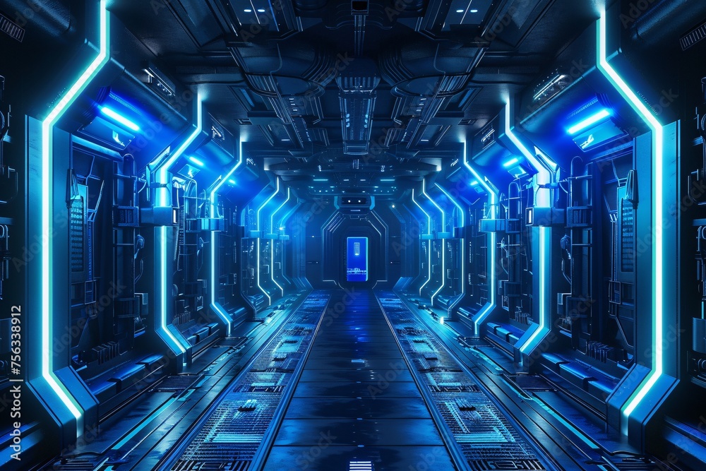 Neon-Lit Corridor A Futuristic Space for Monthly Meetups Generative AI Neon-Lit Corridor A Futuristic Space for Monthly Meetups Generative AI