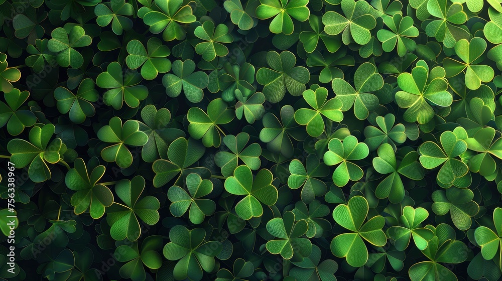 custom made wallpaper toronto digitalRealistic clovers pattern, flat color background, isometric, view from top, bird eye view, professional studio shoot