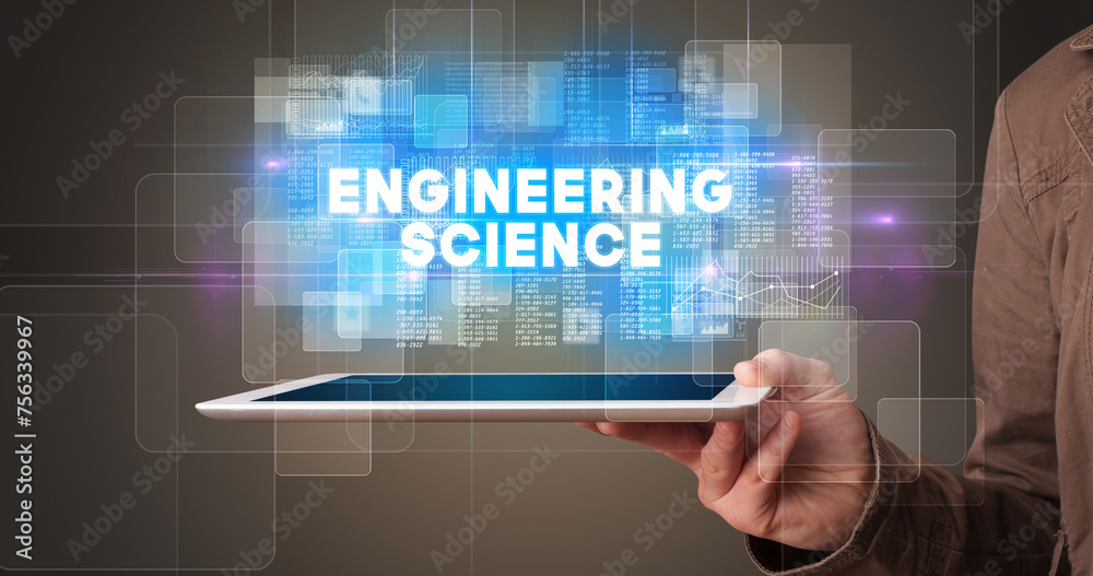 Person holding tablet, technology concept