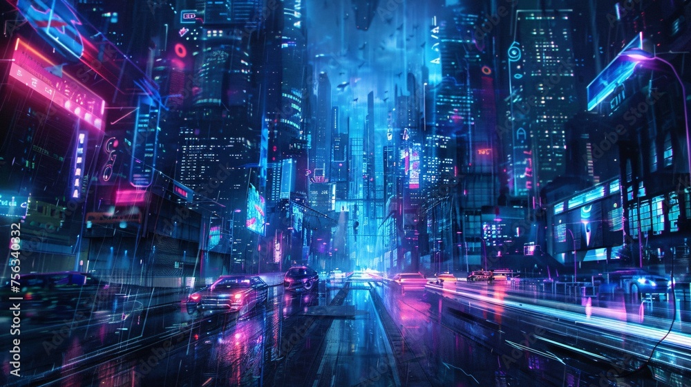 Neon Cityscape A Futuristic Urban Scene Generative AI
