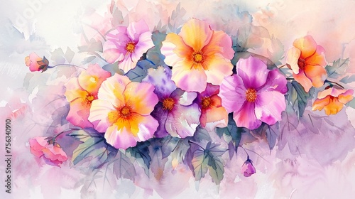 Flower Power A Vibrant Bouquet of Purple, Pink, and Yellow Petals Generative AI