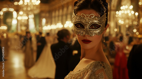 a woman at a masquerade ball