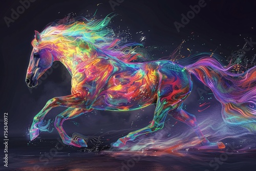 Colorful Horse Riding the Rainbow Wave A Vibrant Tribute to Pride Month Generative AI © Bipul Kumar