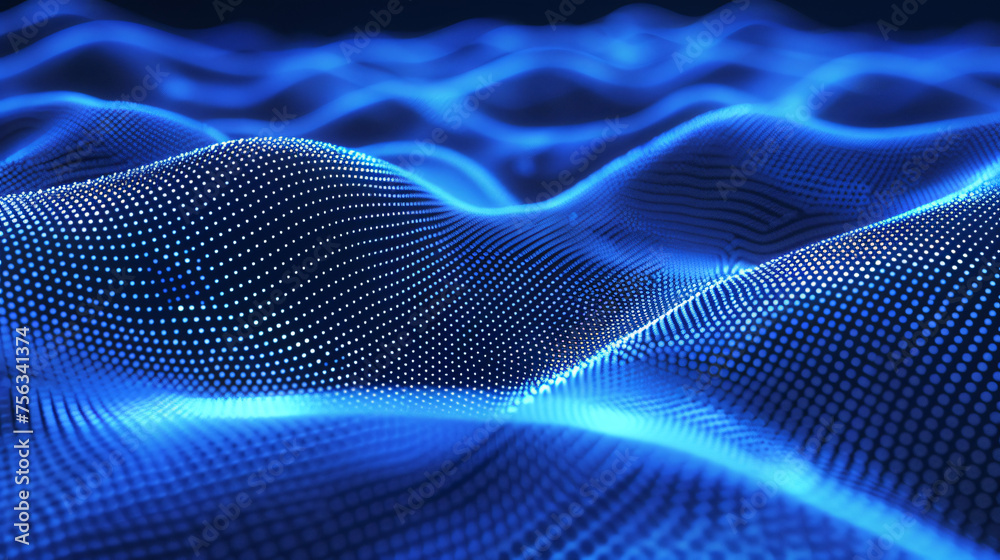 Blue wave Geometric Patterns Digital Art Illustration of Futuristic Technology Blue wave Geometric Patterns Digital Art Illustration of Futuristic Technology