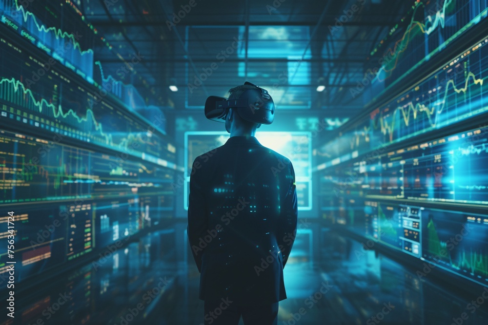 VR Businessman in a Futuristic Office Generative AI