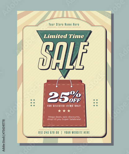 Retro Vintage Limited Time Big Offer Super Sale Mega Discount Flyer Poster