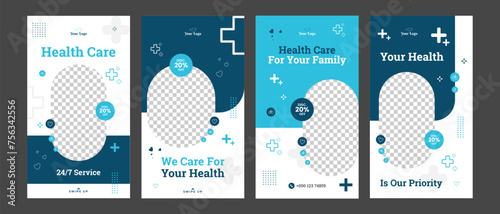 medical instagram stories design template for dentist clinic social media post 